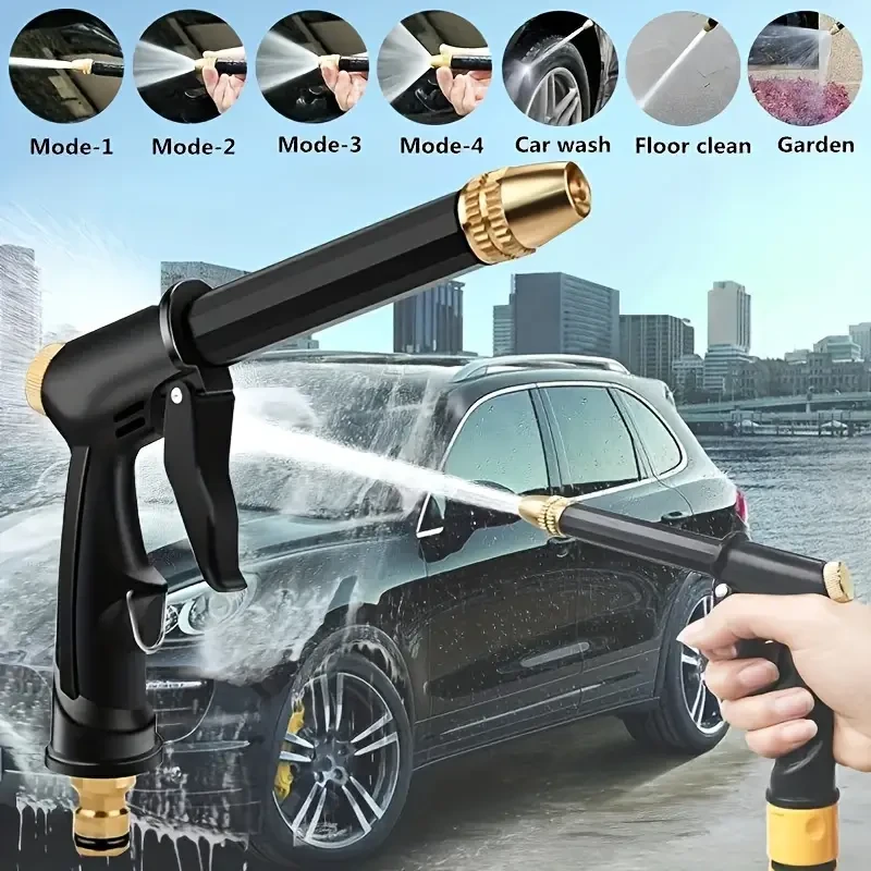 High-Pressure Washer with 5-Function Nozzle, 787.4inch Hose, Foam Attachment, and Garden Watering Accessory - Durable Plastic Material for Home and Car Use