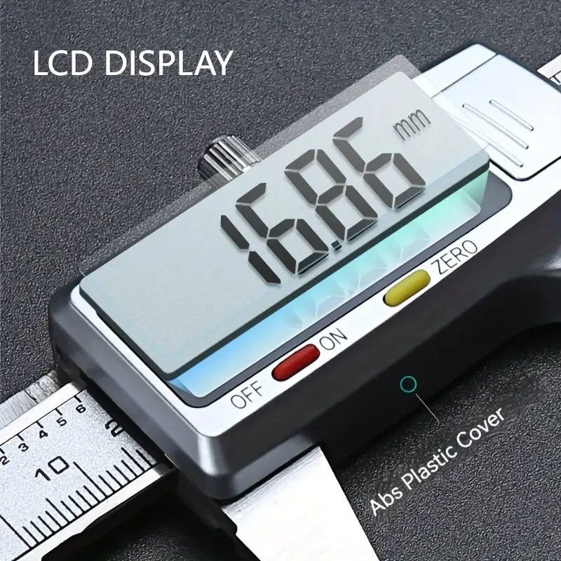 Stainless Steel Digital Caliper - Accurate 6 Inch LCD Display, Electronic Vernier Micrometer Gauge, Precise Measuring Tool for Woodworking, Metalworking, and DIY Projects - 150mm Metal Electronic Caliper