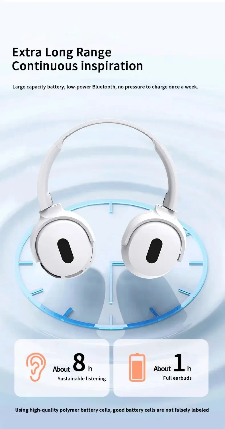 Foldable Wireless Headphones Bluetooth Sports Earphones Hifi Stereo Noise Cancelling Headphones With Mic Over Ear Gamer Headsets