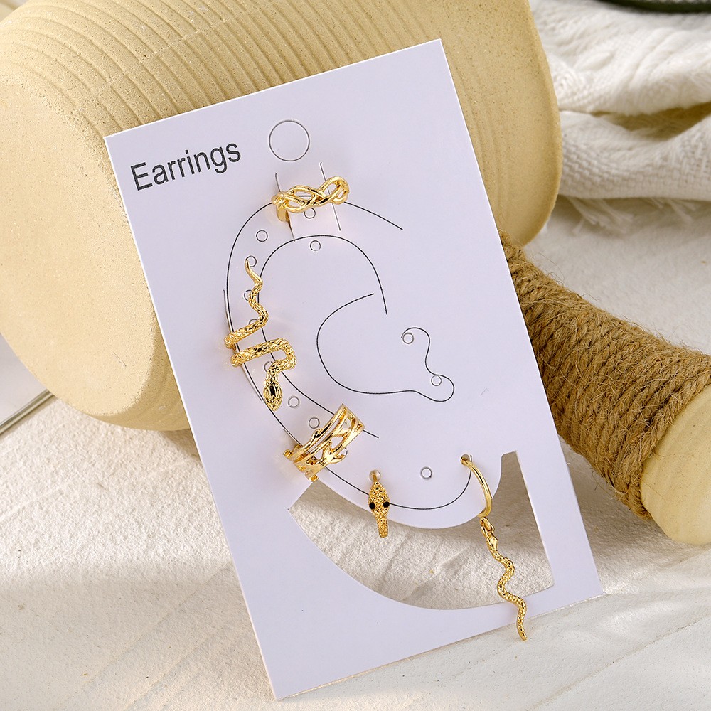 Punk Gold Plated Animal Snake Clip Earrings