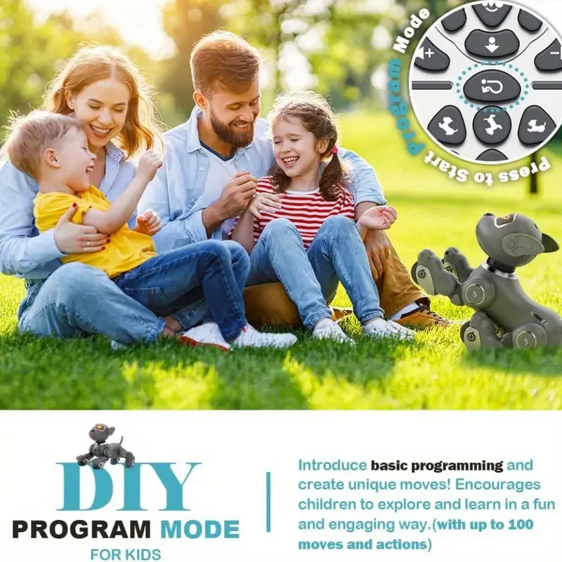 VATOS Interactive Robot Dog - 20+ Response Voice & 2.4GHz Remote Control Pet with Touch Sensors, Program Mode, Robotic Puppy Toy for Kids Boys & Girls