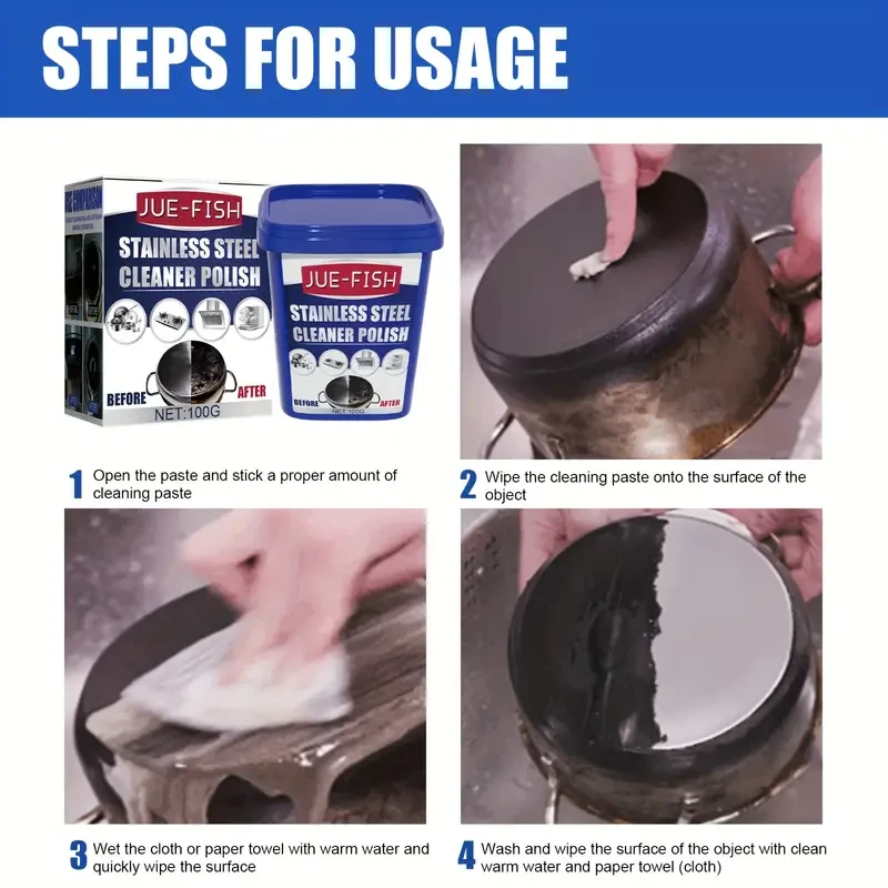 100g [Strong Dirt Removal] Stainless Steel Cleaning Paste Kitchen Stove Cleaning Paste