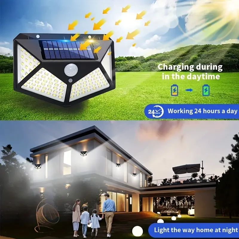 2pcs/3pcs/6pcs Multifunctional Solar Wall Lamp, Garden Decoration, Solar Led Light, Sunlight Powered Spotlight With Motion Sensor