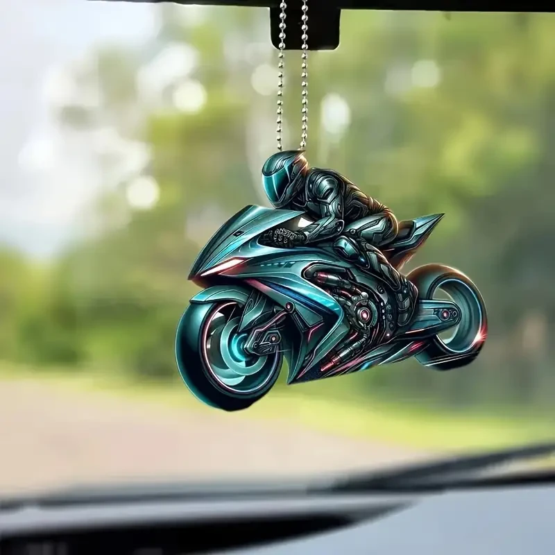 Motorcycle Acrylic Hanging Ornament 2D Sports Bike Keychain & Rearview Mirror Decor