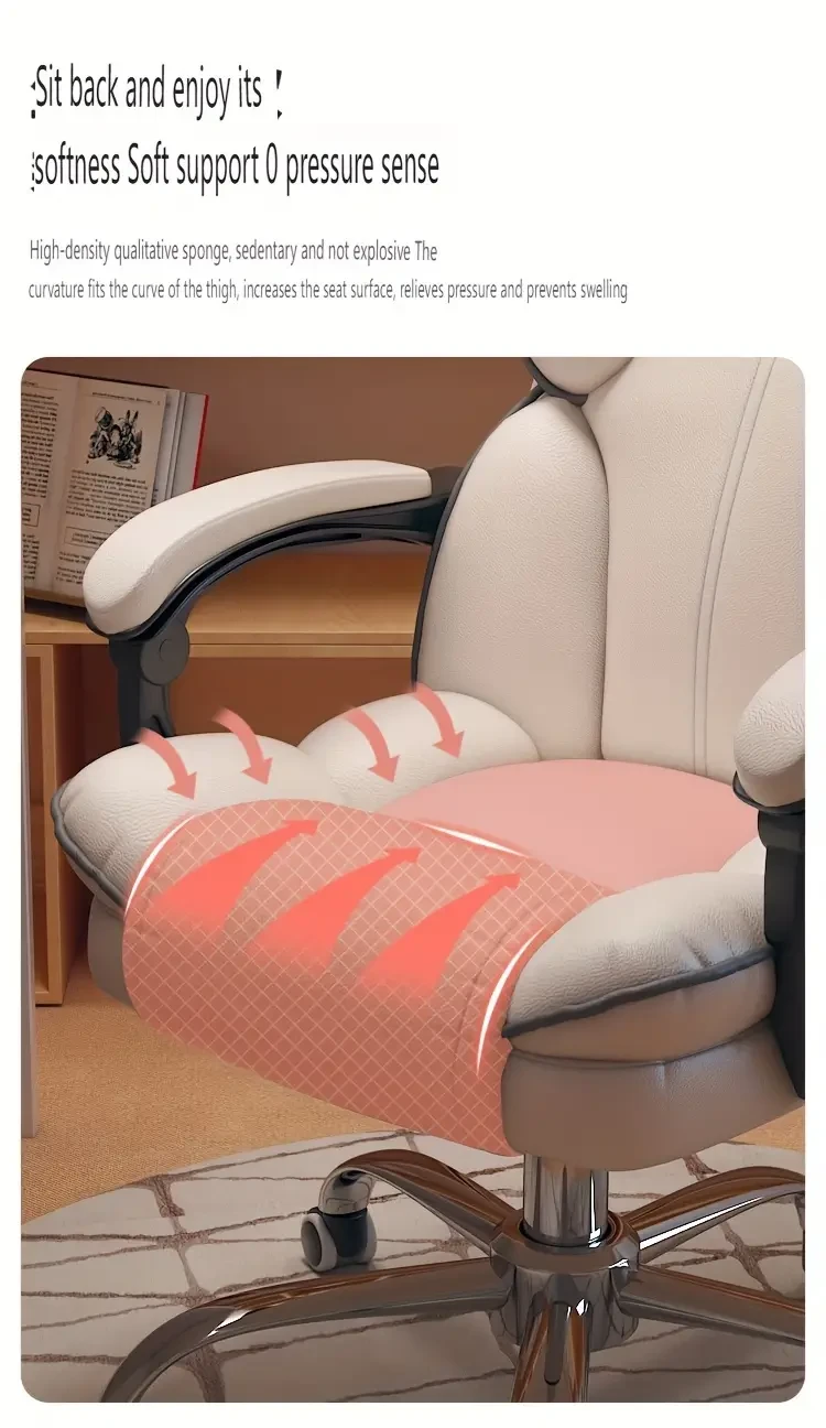 Ergonomic Executive Chair with Upholstered Leather, Metal Frame, and Memory Foam - Office Computer Desk Chair with Footrest, Rocking Motion and Manual Recline - Polished Finish, Spot-clean - Suitable for Hard Floor and Carpet