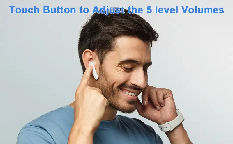 Rechargeable Wireless Hearing Aids - Earbud Headphones with Advanced Noise Cancellation, Compact Charging Case, One-Button Volume Control, and 3 Comfortable Ear Dome Sizes for Seniors and Adults - Whistle-Free, Easy to Use, and Convenient