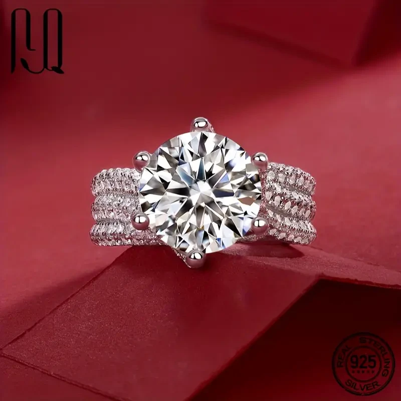 S925 Silver Moissanite Wedding Rings 5ct Halo Ring Elegant Style Engagement Ring Finger Jewelry