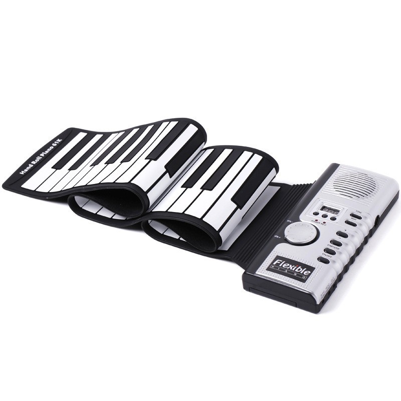 Portable 61-Key Roll Up Piano  Flexible ABS Plastic & Silicone Rubber Electronic Soft Keyboard