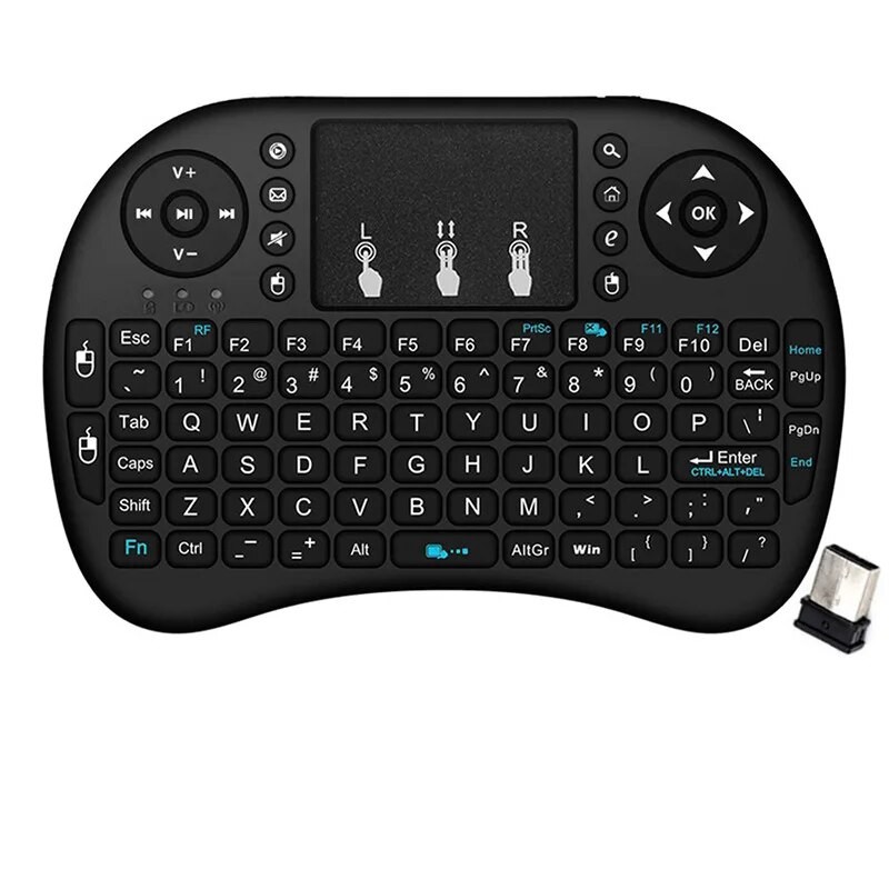 i8 Wireless Keyboard with Touchpad  2.4GHz Mini English/Russian Keyboard & Aerial Mouse for Laptop, TV Box & Projector