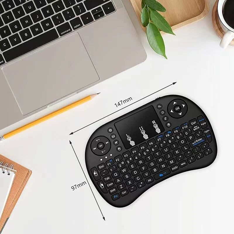 i8 Wireless Keyboard with Touchpad  2.4GHz Mini English/Russian Keyboard & Aerial Mouse for Laptop, TV Box & Projector
