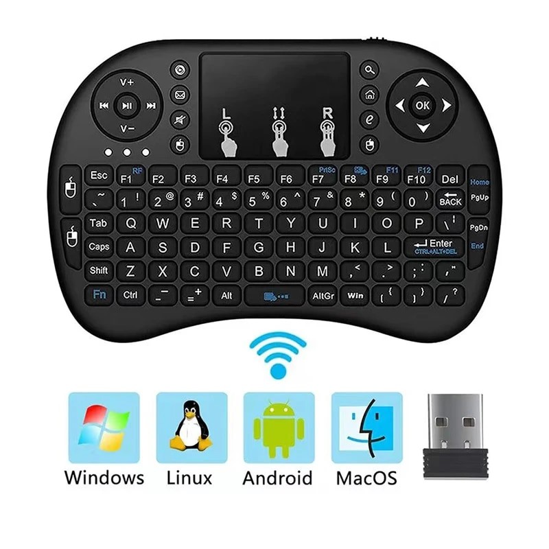 i8 Wireless Keyboard with Touchpad  2.4GHz Mini English/Russian Keyboard & Aerial Mouse for Laptop, TV Box & Projector