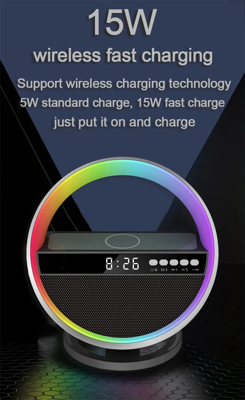 RGB Night Light Wireless Charger Bluetooth-Speaker