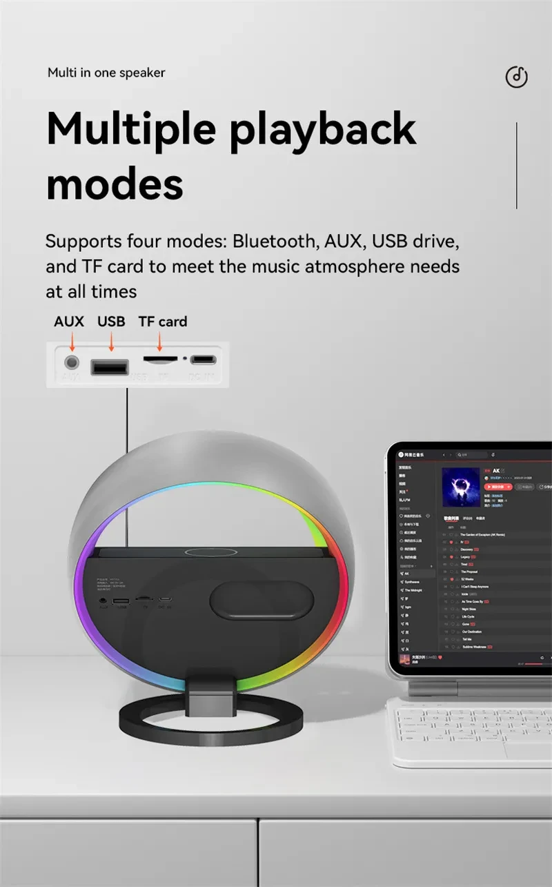 RGB Night Light Wireless Charger Bluetooth-Speaker