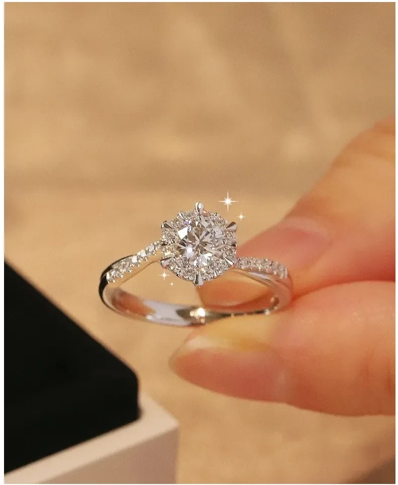 Woven Moissanite Sterling Silver Ring