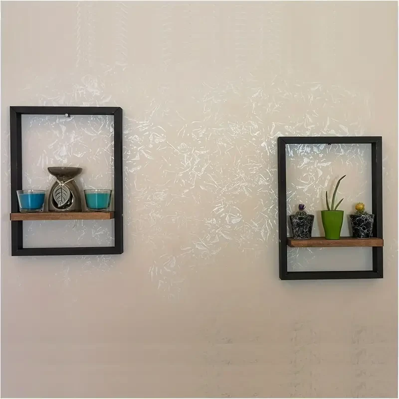 Rustic Wooden Hanging Shelf - Wall Mounted Display Rack for Home Decor