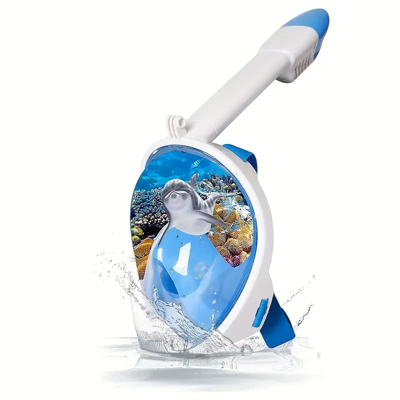 Full Face Snorkeling Mask With Panoramic View, Safe Breathing, Anti-Fog, Anti-Leakage And Camera Retention-Perfect For Adults And Swimmers Alike