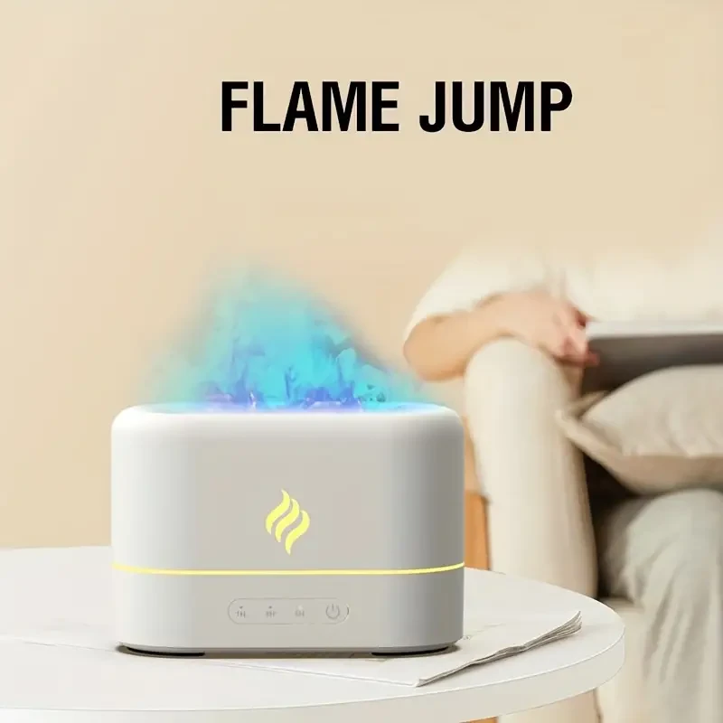7 Colors Flame Simulation Ultrasonic Humidifier - USB Essential Oil Diffuser