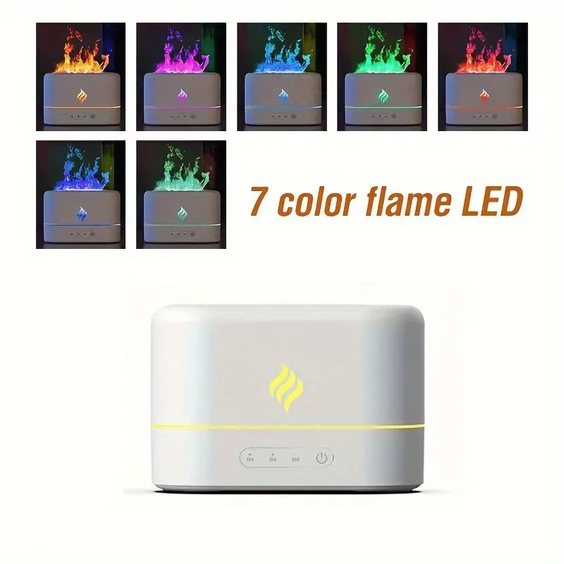 7 Colors Flame Simulation Ultrasonic Humidifier - USB Essential Oil Diffuser