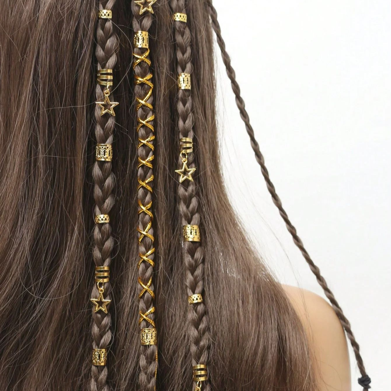 36pcs Star Hair Rings  Beads, Braiding Clips, Dreadlock Cuffs & Metal Hair Accessories