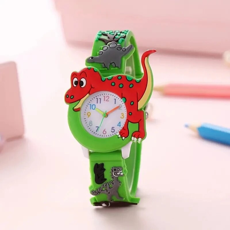 Kids 3D Dinosaur Quartz Watch  Cartoon Silicone Student Watch