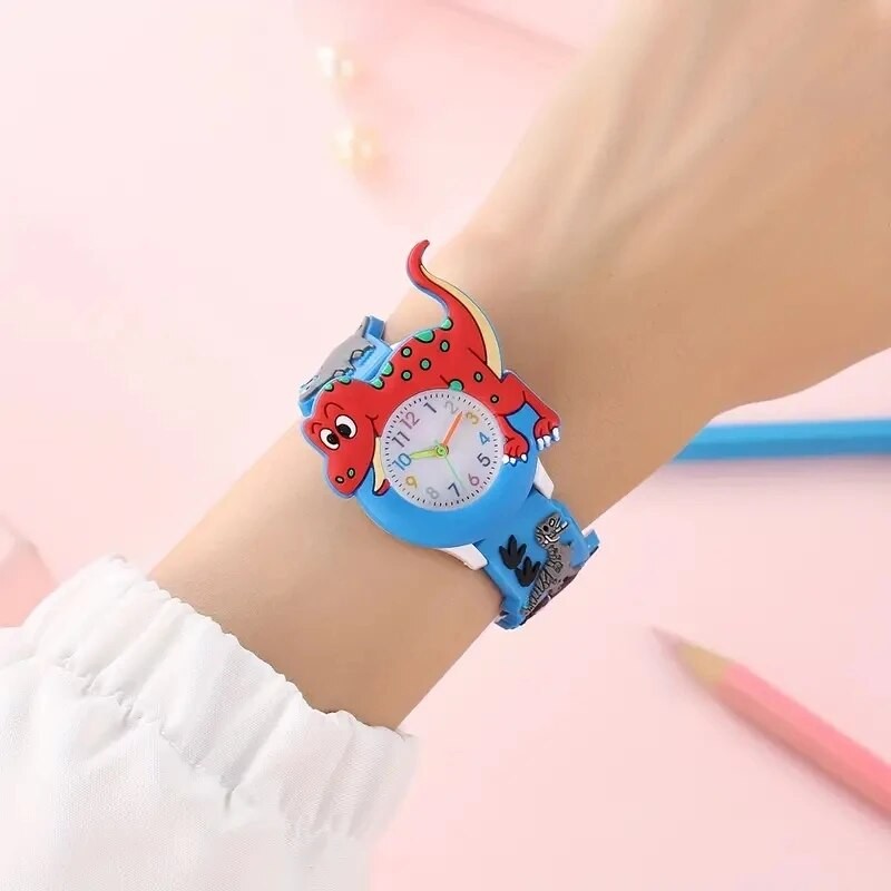 Kids 3D Dinosaur Quartz Watch  Cartoon Silicone Student Watch