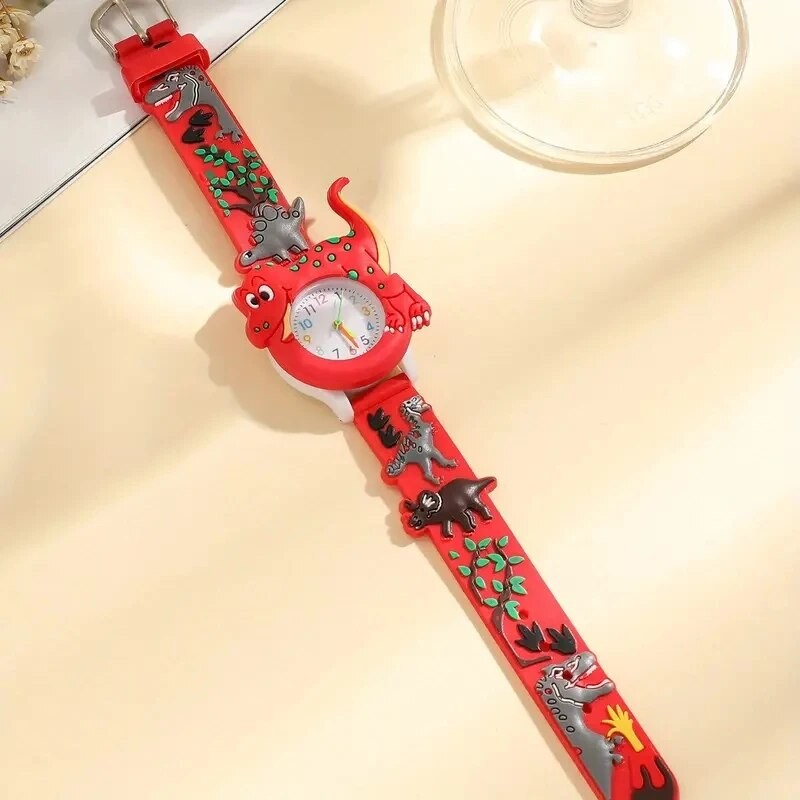 Kids 3D Dinosaur Quartz Watch  Cartoon Silicone Student Watch