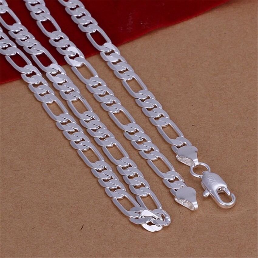 6mm Flat Silver Chain Necklace  High-Quality Unisex Fashion Jewelry