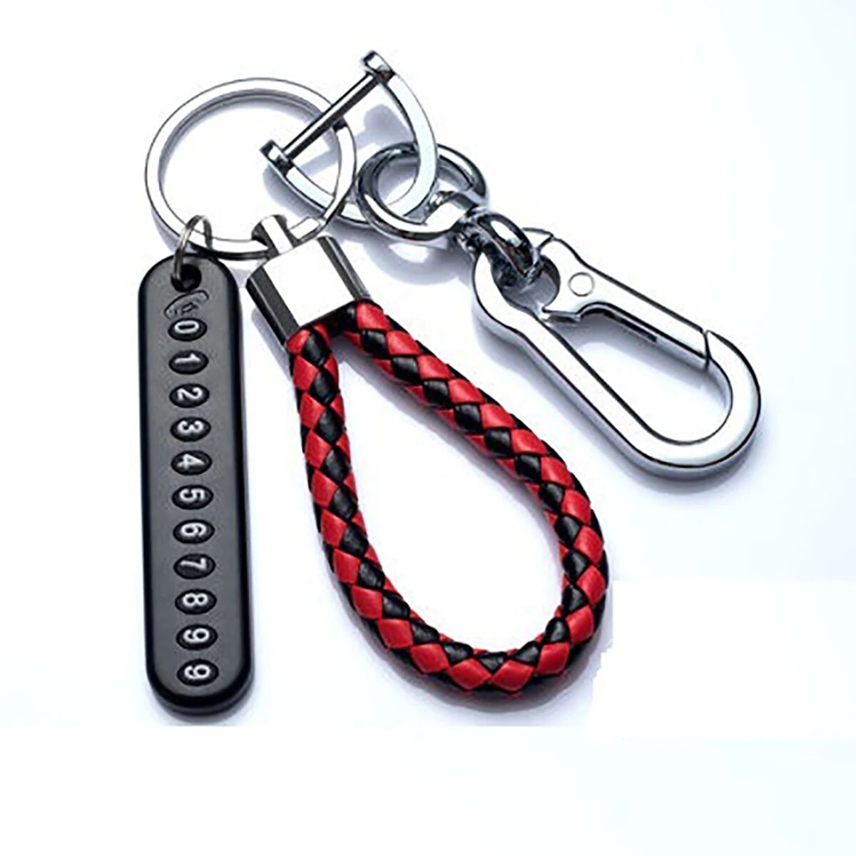 DIY Mobile Number Plate Keychain  Punk Woven Leather Anti-Lost Car Keychain for Men