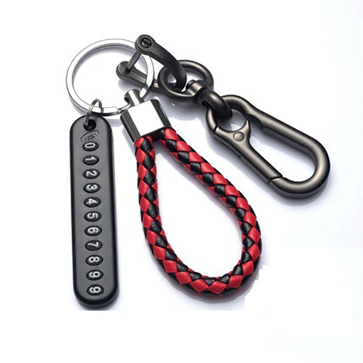 DIY Mobile Number Plate Keychain  Punk Woven Leather Anti-Lost Car Keychain for Men