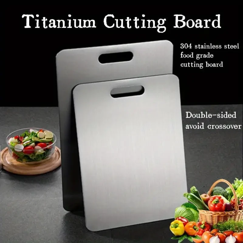 Premium 304 Stainless Steel Kitchen Cutting Surface - Dual-Sided, Food-Safe - Suitable for Meat, Fruit, Vegetables - Easy Clean, Portable Essential for Home Cooking - Contact-Ready for Foods