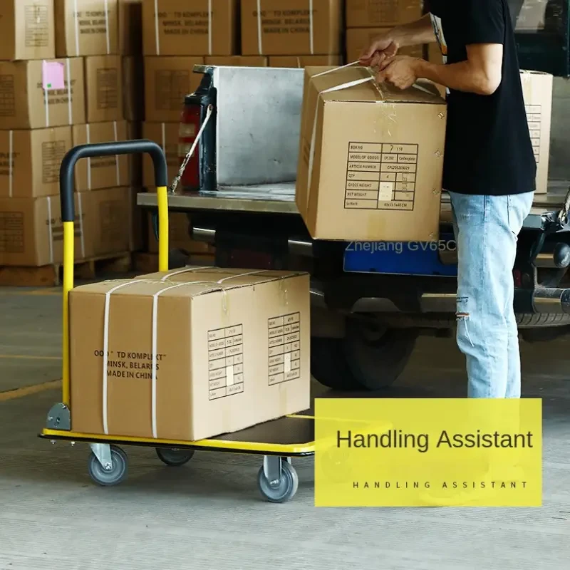 Versatile Steel Hand Truck with Rubber Wheels - Ideal for Material Handling, Logistics & Display Stalls