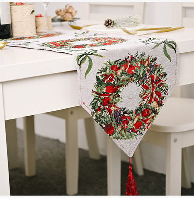 Christmas Decorations Knitting Cloth Table Flag