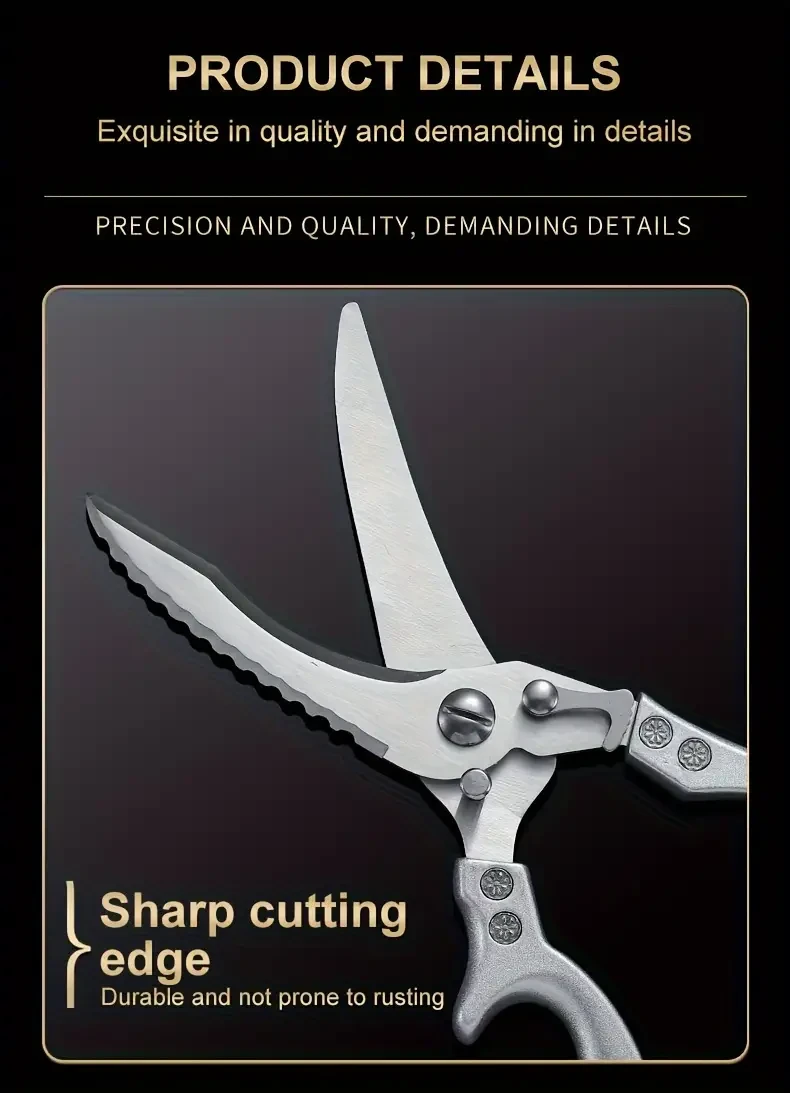 Stainless Steel Kitchen Scissors for Fish, Meat, Chicken, Fruits, Vegetables