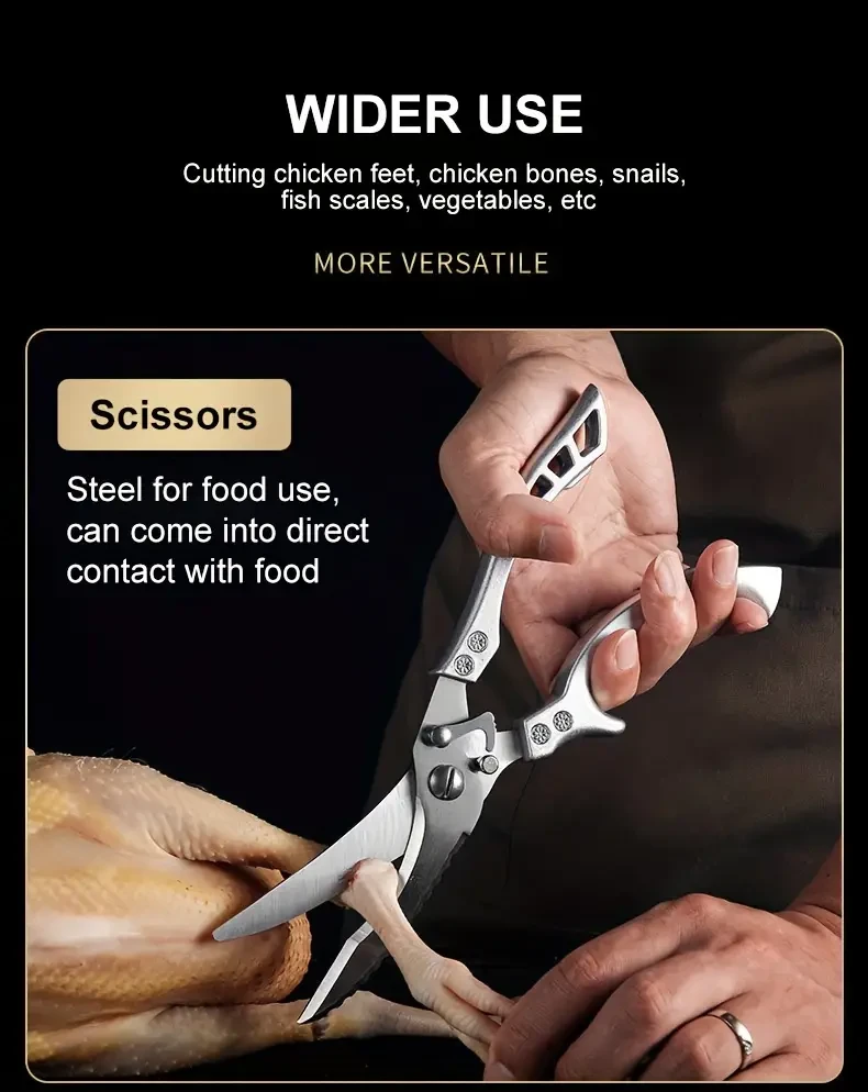 Stainless Steel Kitchen Scissors for Fish, Meat, Chicken, Fruits, Vegetables