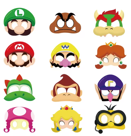 12Pcs Mario Mask Party Decoration