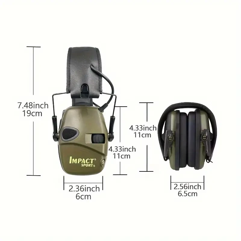 Tactical Electronic Earmuffs, Outdoor Sports Noise Protection Headphones, Impact Sound Amplification Hearing Guard, Battery Powered (Battery Not Included), Plastic Material, Wired Connection