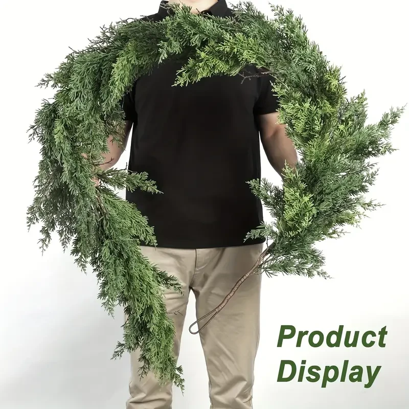 1pc 179.98cm Festive Pine Wreath, Green Cypress Garland