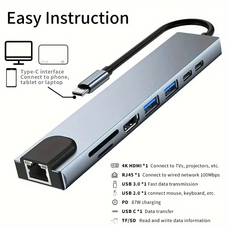8-in-1 USB C Hub Adapter