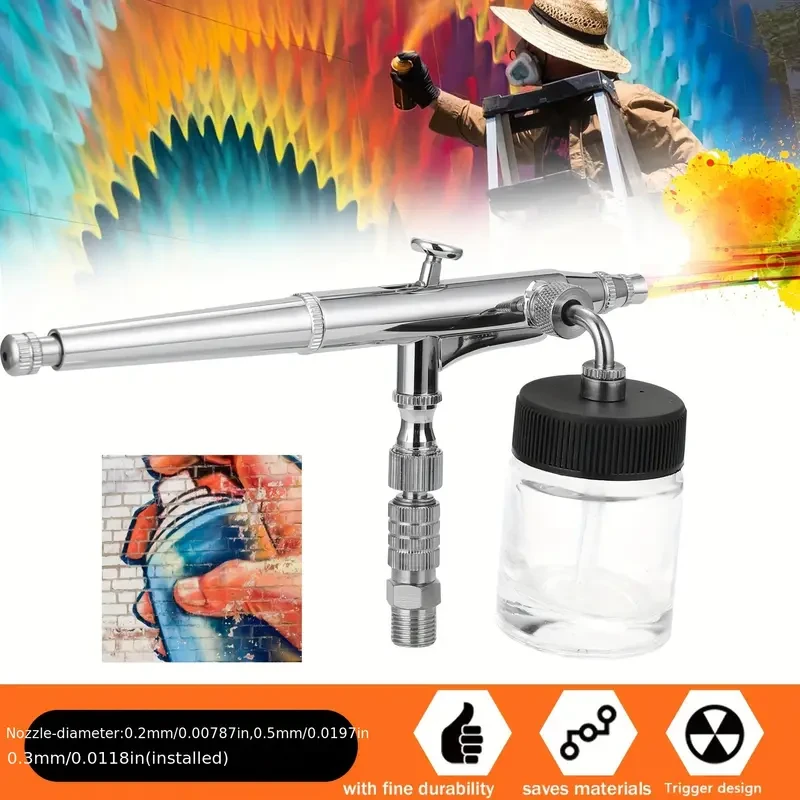Professional Airbrush Set For Model Making Art Painting With G1/8 Adapter Wrentch 2 Fluid Cups 2Needles 2 Nozzles