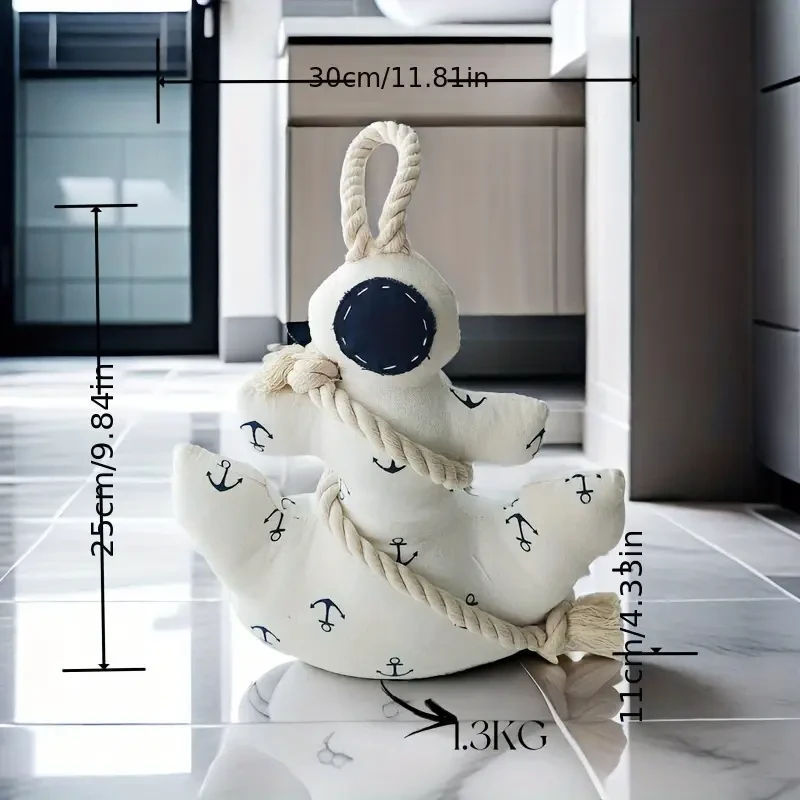Handcrafted Cotton & Nautical Anchor, Door Stopper, Decorative, And Functional For Home And Office Use - Floor Mounting