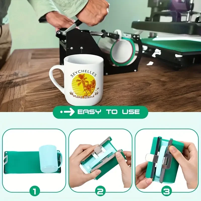 POPMISOLER 3PCS Silicone Mug Clamps - BPA-Free, Non-Slip, Durable 3D Sublimation Wraps for 11, 12, and 15 Oz Mugs