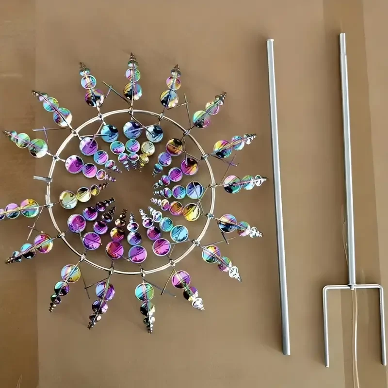 Iron Kinetic Wind Spinner with Reflective Gazing Balls - Dynamic Windmill for Garden, Lawn, Patio