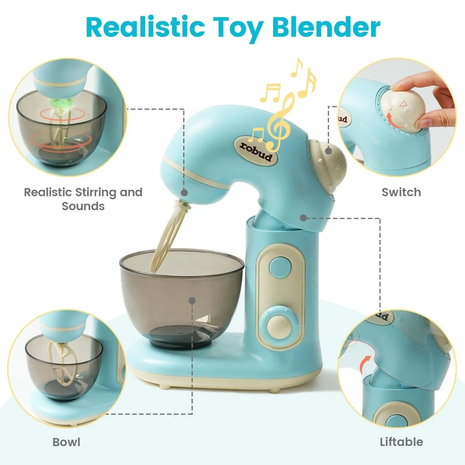 ROBOTIME Wooden Whisk Toy Blender