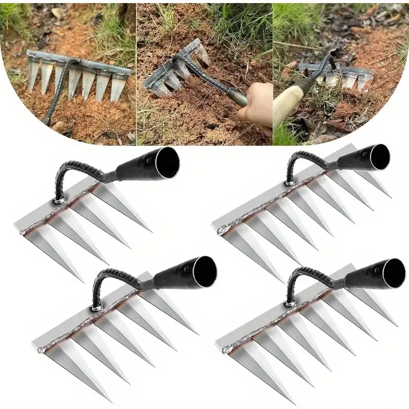 4 PCS Heavy-Duty Iron Rake Set