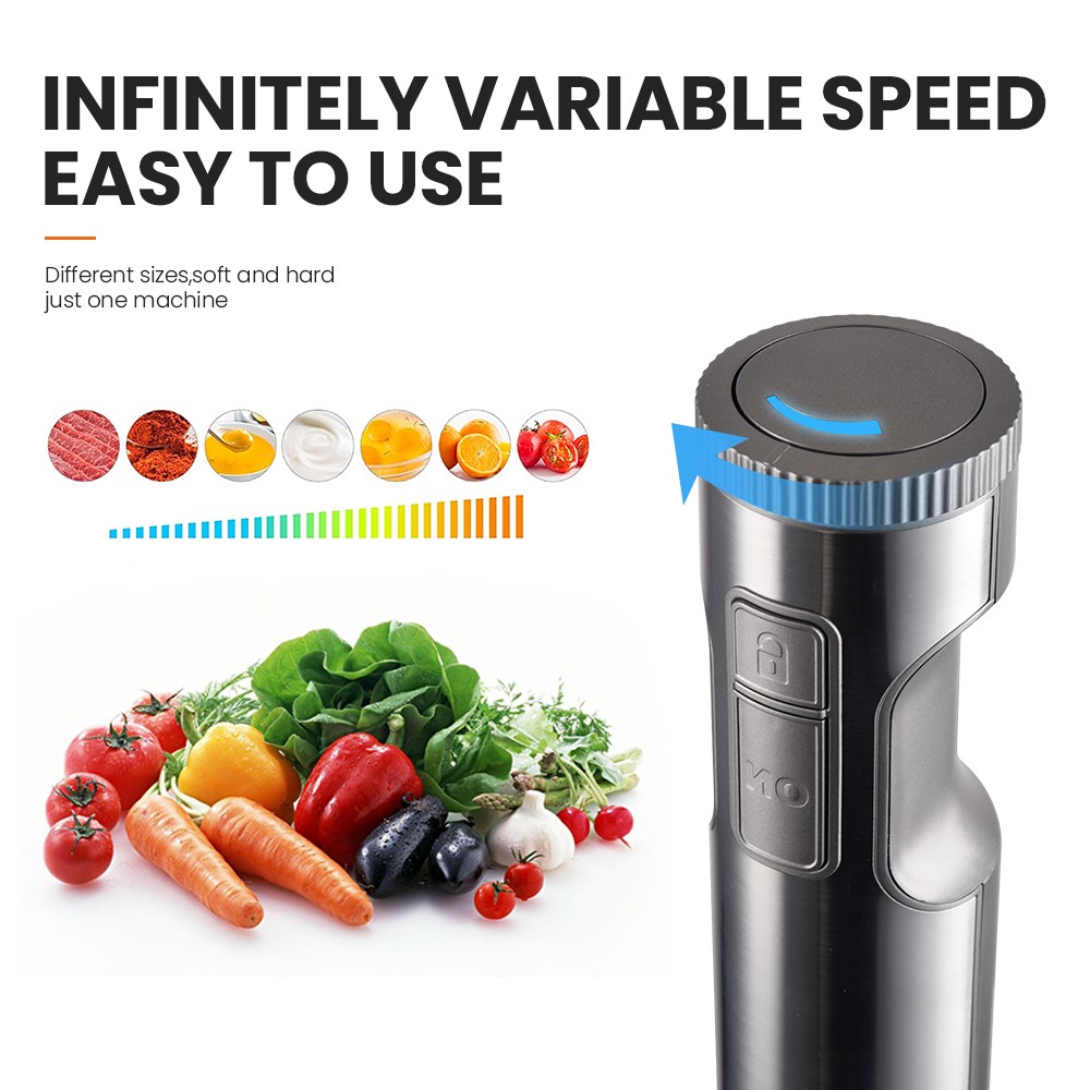 MIUI Hand Immersion Blender  1000W 4-in-1 Stainless Steel Food Mixer with 700ml Beaker & 500ml Processor