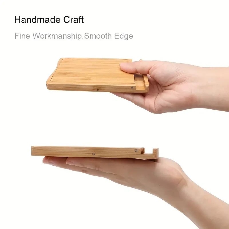 Bamboo Foldable Phone Stand, Tablet Stand, Office Supplies Stand.