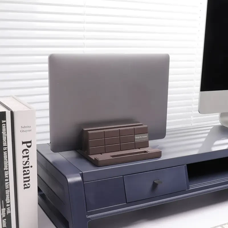 Vaydeer 3-in-1 Vertical Laptop Stand - Dual Slot, Space-Saving Desk Organizer for Notebooks, Tablets & Phones