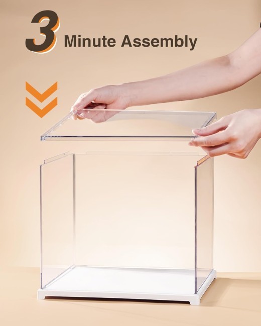 ROBOTIME DG Series Dust Proof Dust Cover For Miniature House Building Sets, Stackable Acrylic Display Case With Door Dustproof Prevention DF03L