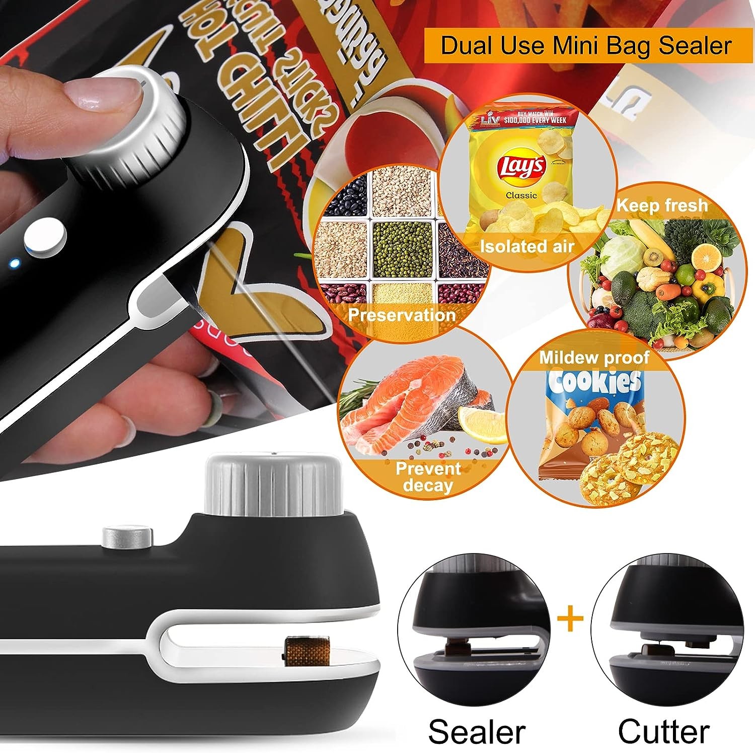 Rechargeable 2-in-1 Mini Heat Sealer