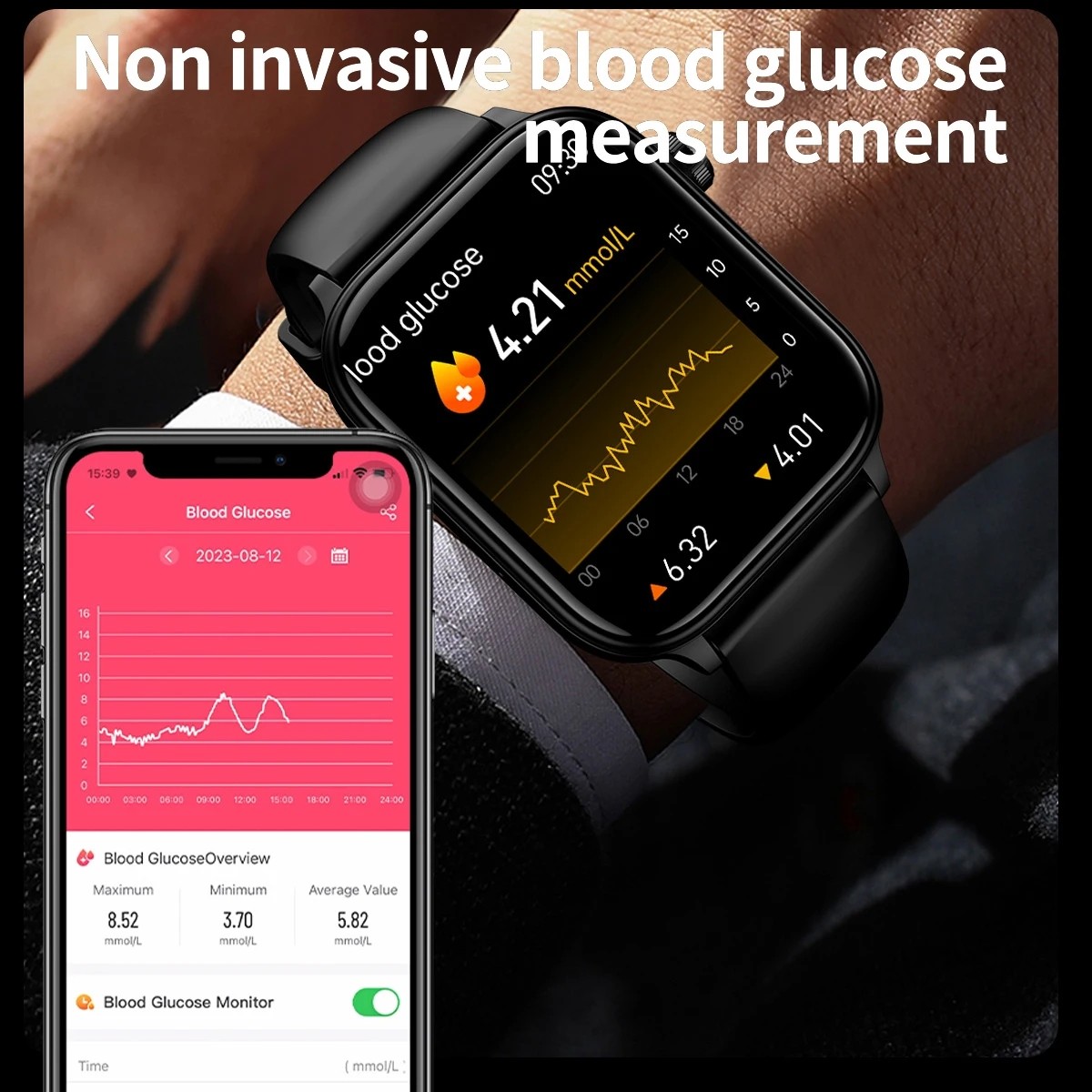 2024 AI Medical Diagnosis Smart Watch  Blood Lipids, Uric Acid, Blood Glucose Monitoring with ECG+PPG, Bluetooth Calls, and Health Tracking